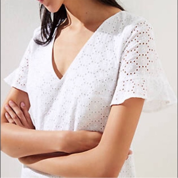 Loft Eyelet Flutter Cuff Shift Dress wedding party size 6 - Picture 3 of 14